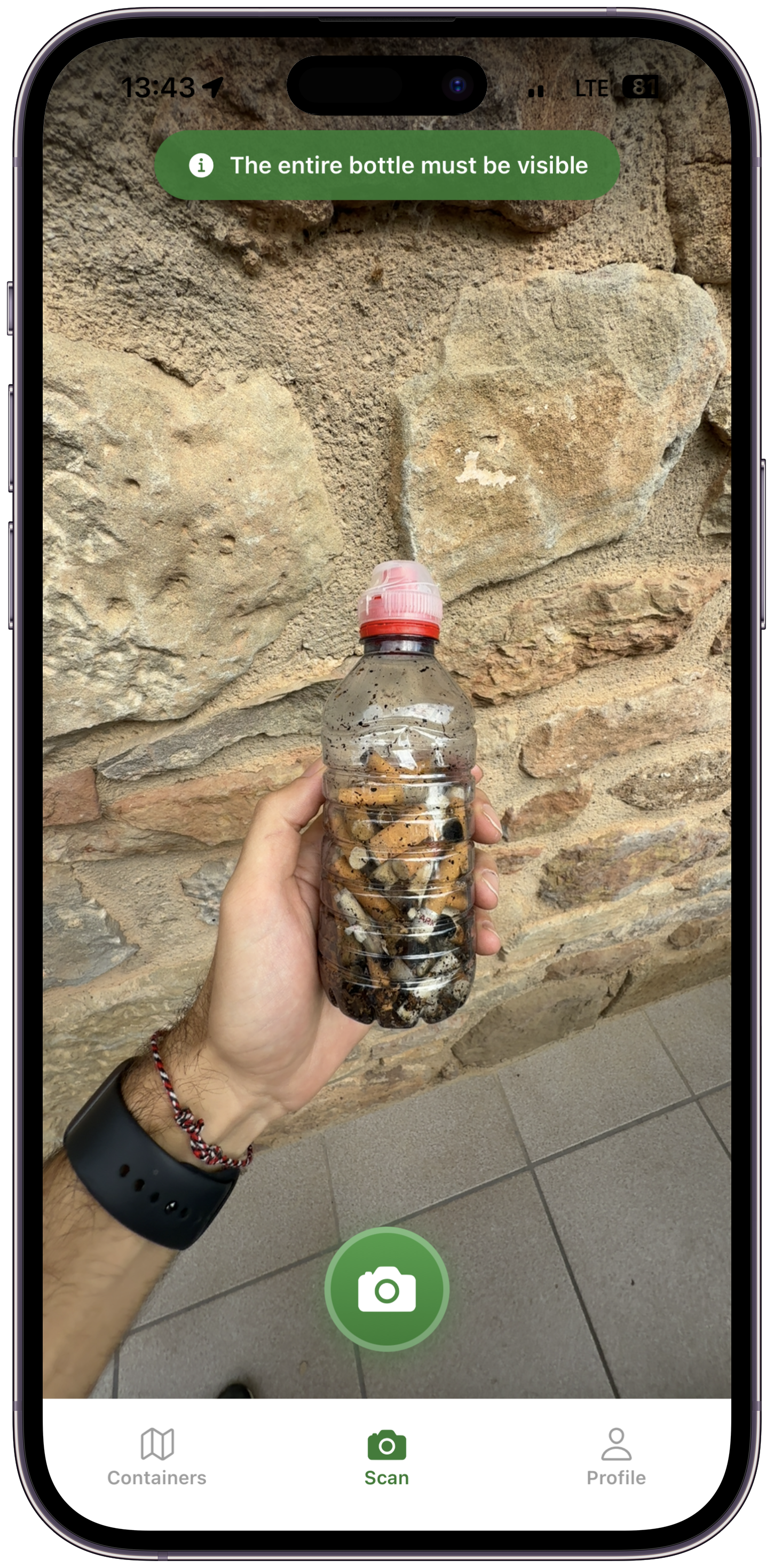AI scanning interface detecting cigarette butts